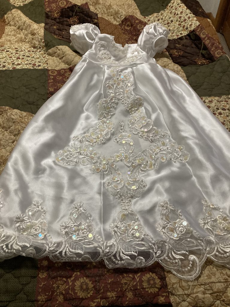 White christening gown.